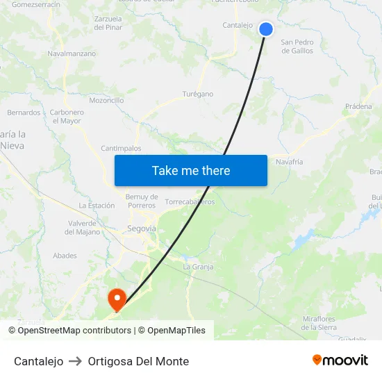 Cantalejo to Ortigosa Del Monte map