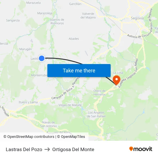 Lastras Del Pozo to Ortigosa Del Monte map