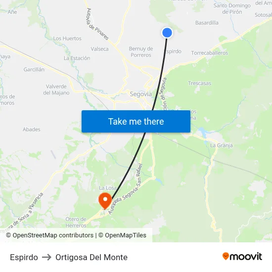 Espirdo to Ortigosa Del Monte map
