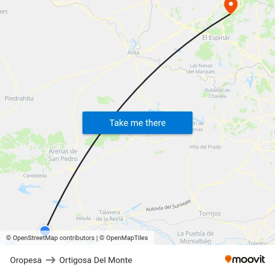 Oropesa to Ortigosa Del Monte map
