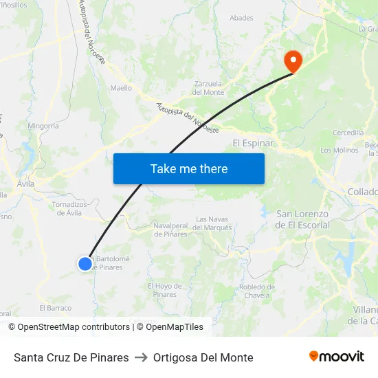 Santa Cruz De Pinares to Ortigosa Del Monte map