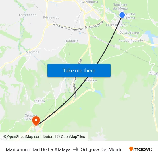 Mancomunidad De La Atalaya to Ortigosa Del Monte map