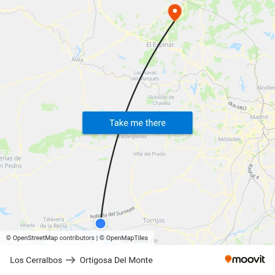 Los Cerralbos to Ortigosa Del Monte map
