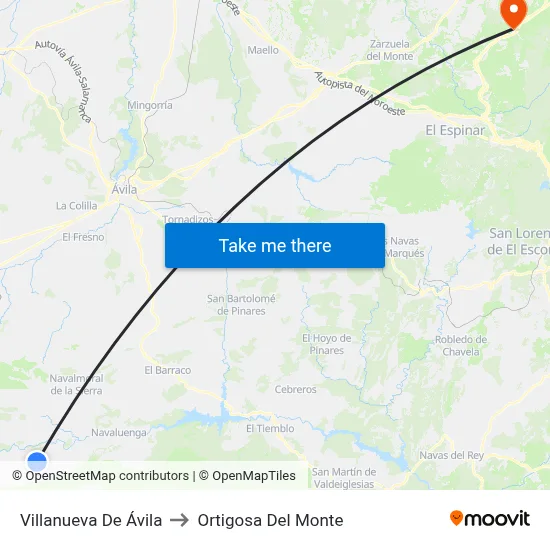 Villanueva De Ávila to Ortigosa Del Monte map
