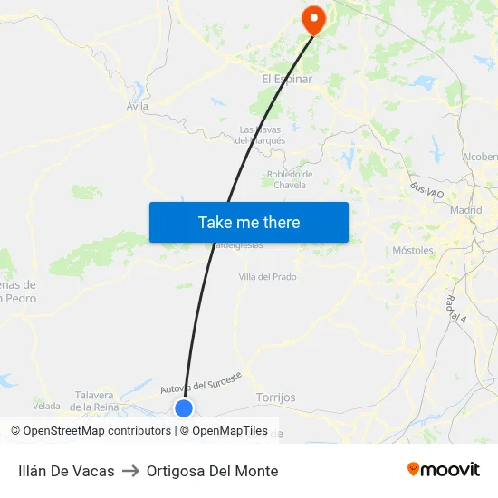 Illán De Vacas to Ortigosa Del Monte map
