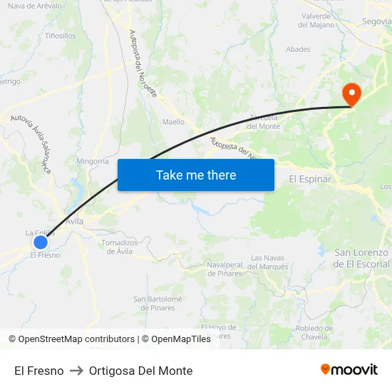 El Fresno to Ortigosa Del Monte map