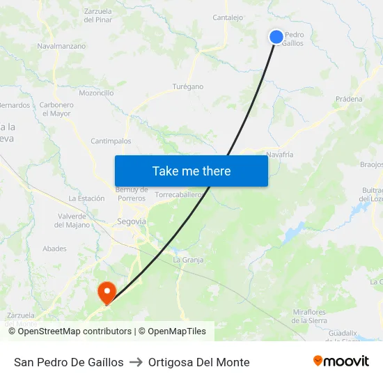 San Pedro De Gaíllos to Ortigosa Del Monte map