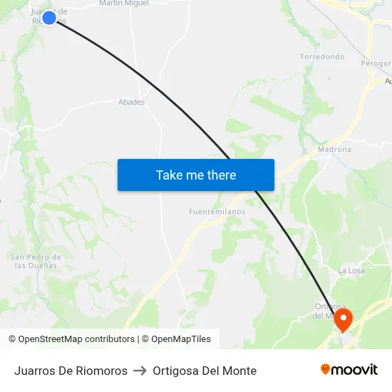 Juarros De Riomoros to Ortigosa Del Monte map