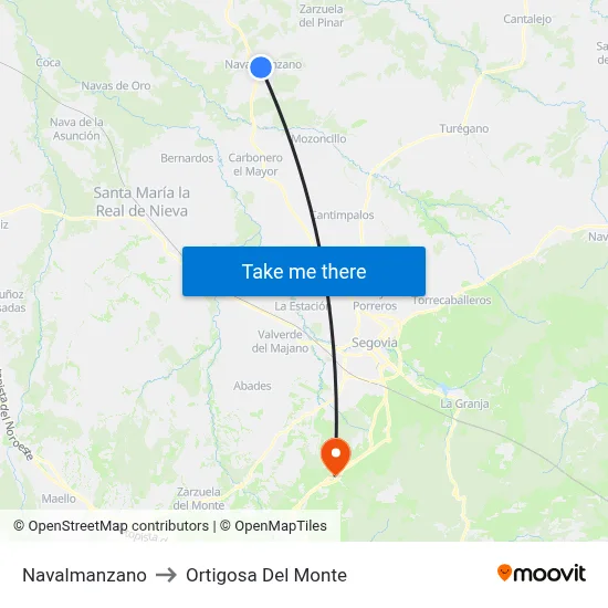 Navalmanzano to Ortigosa Del Monte map