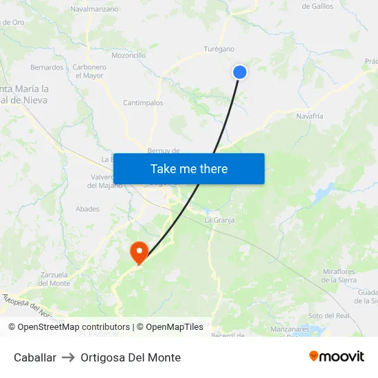 Caballar to Ortigosa Del Monte map