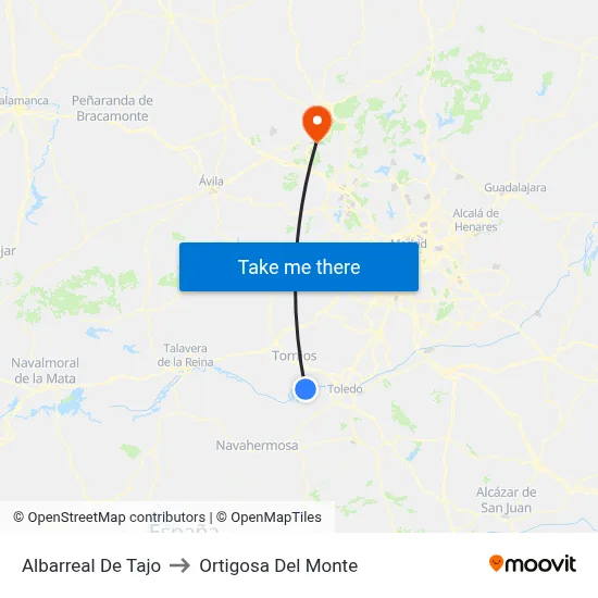 Albarreal De Tajo to Ortigosa Del Monte map