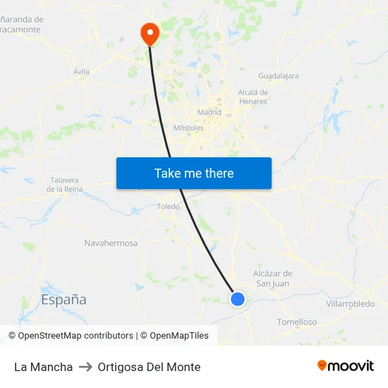 La Mancha to Ortigosa Del Monte map