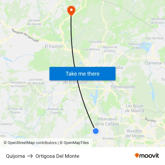 Quijorna to Ortigosa Del Monte map