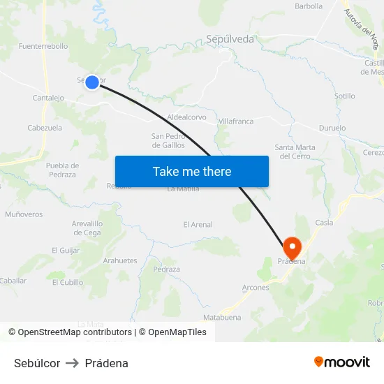 Sebúlcor to Prádena map