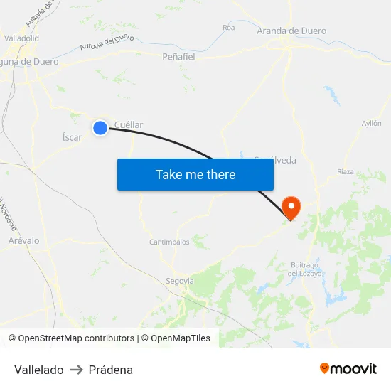 Vallelado to Prádena map