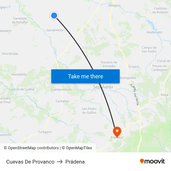 Cuevas De Provanco to Prádena map