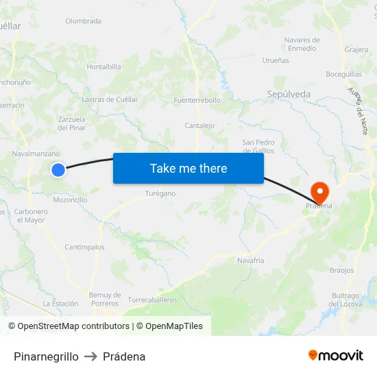 Pinarnegrillo to Prádena map