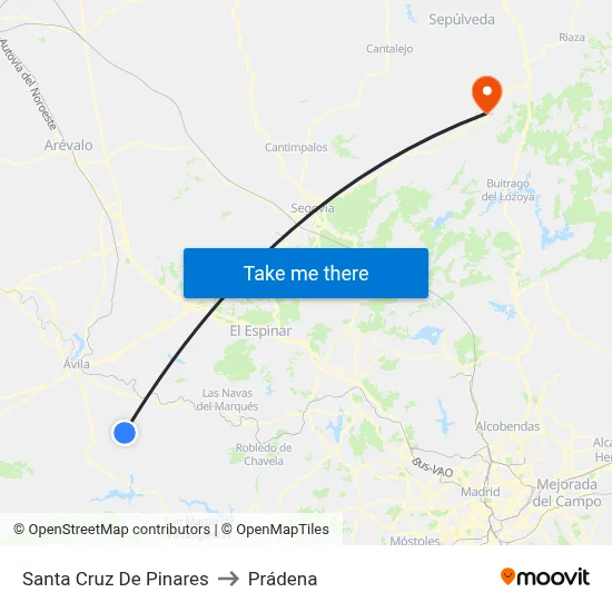 Santa Cruz De Pinares to Prádena map