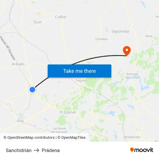 Sanchidrián to Prádena map