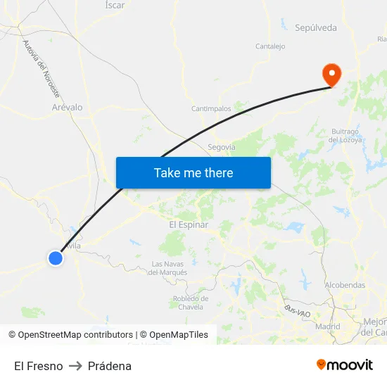 El Fresno to Prádena map