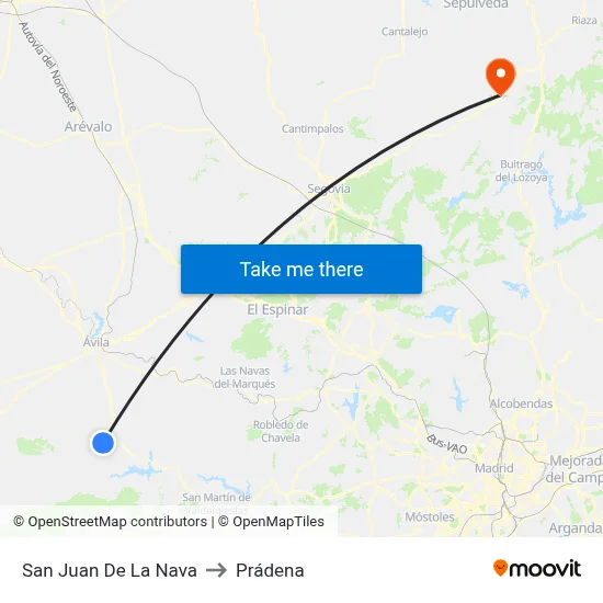 San Juan De La Nava to Prádena map