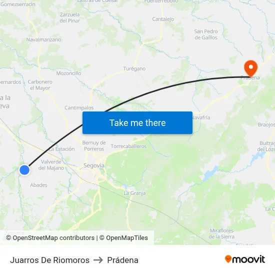 Juarros De Riomoros to Prádena map