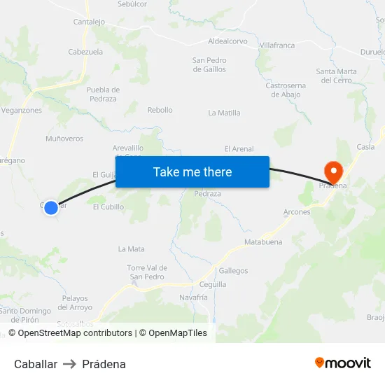 Caballar to Prádena map