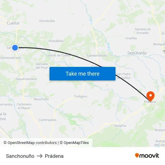 Sanchonuño to Prádena map