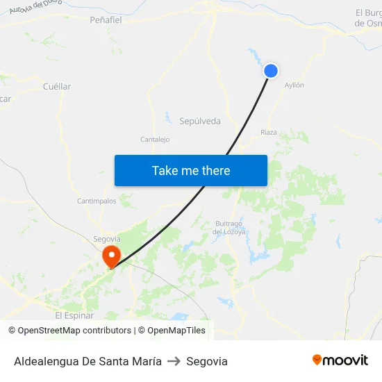 Aldealengua De Santa María to Segovia map