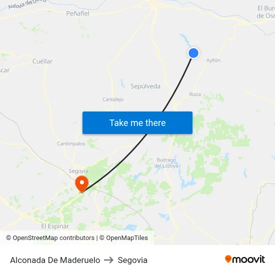 Alconada De Maderuelo to Segovia map