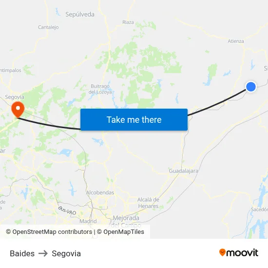 Baides to Segovia map