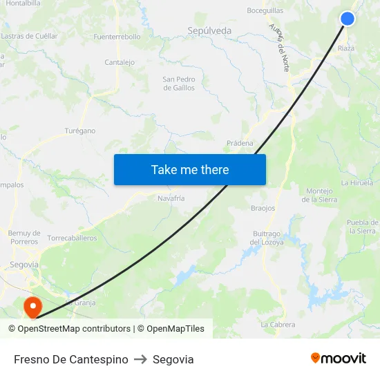 Fresno De Cantespino to Segovia map