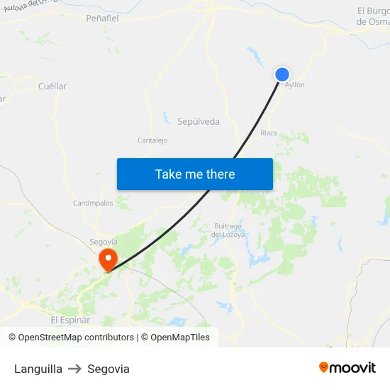 Languilla to Segovia map