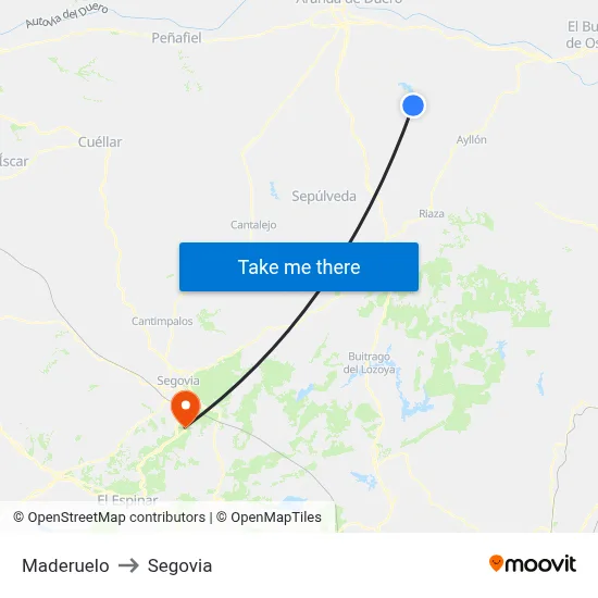Maderuelo to Segovia map
