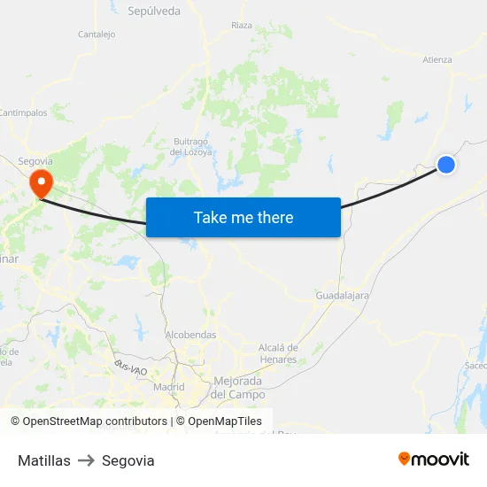 Matillas to Segovia map