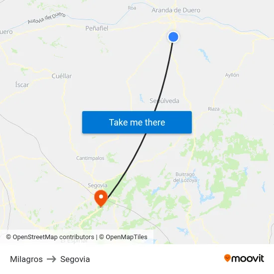 Milagros to Segovia map