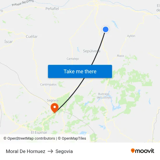 Moral De Hornuez to Segovia map