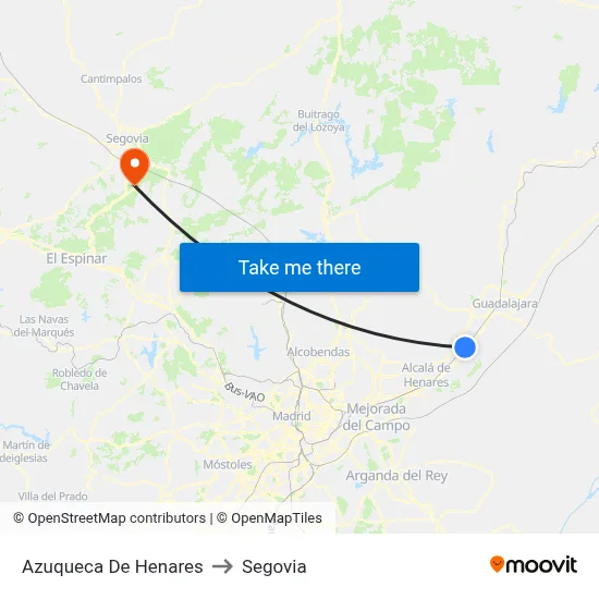 Azuqueca De Henares to Segovia map