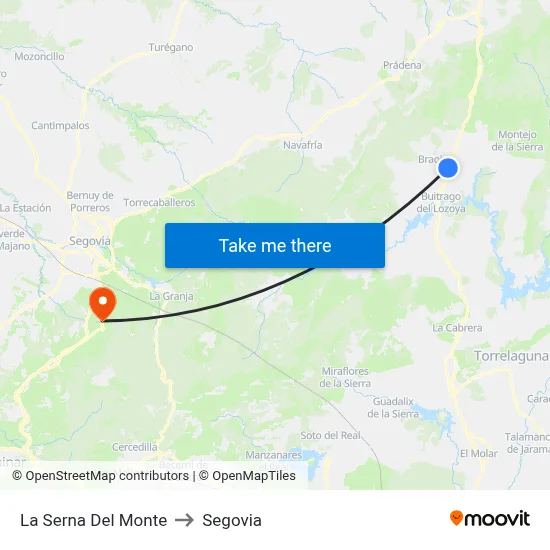 La Serna Del Monte to Segovia map