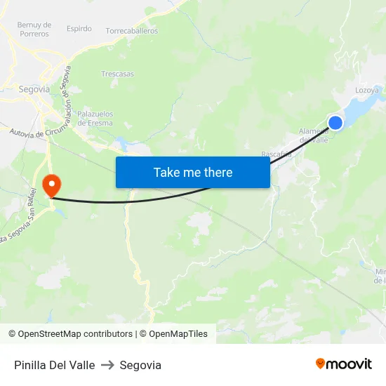 Pinilla Del Valle to Segovia map