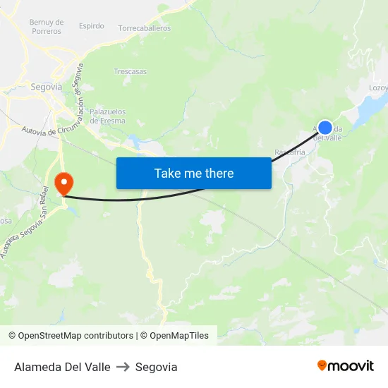 Alameda Del Valle to Segovia map