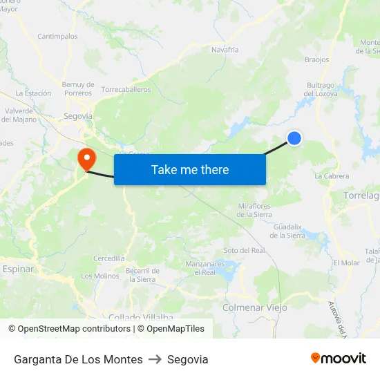 Garganta De Los Montes to Segovia map
