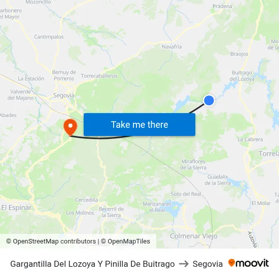 Gargantilla Del Lozoya Y Pinilla De Buitrago to Segovia map