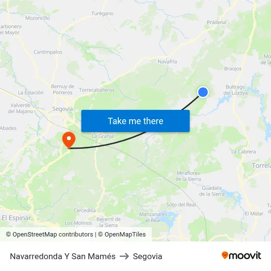 Navarredonda Y San Mamés to Segovia map