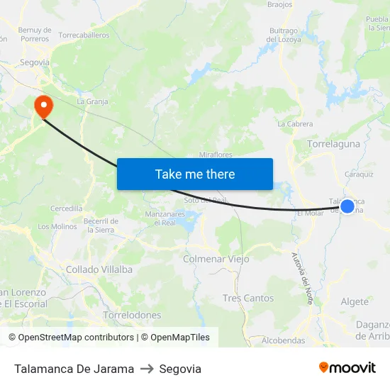 Talamanca De Jarama to Segovia map