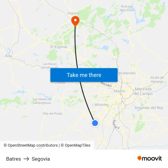 Batres to Segovia map