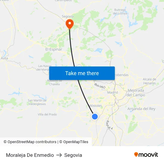 Moraleja De Enmedio to Segovia map