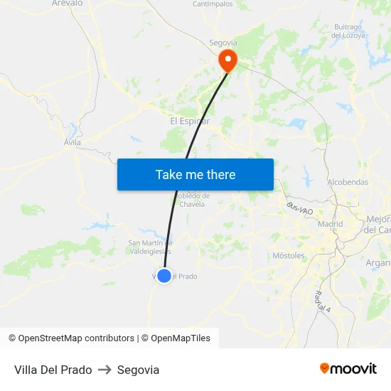 Villa Del Prado to Segovia map