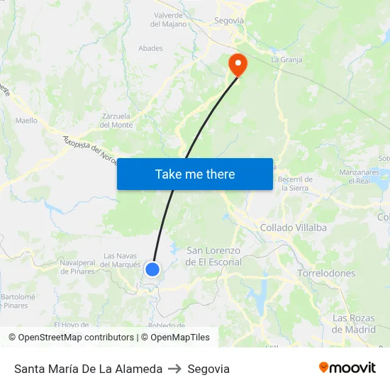 Santa María De La Alameda to Segovia map