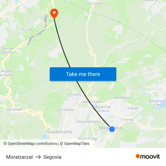 Moralzarzal to Segovia map